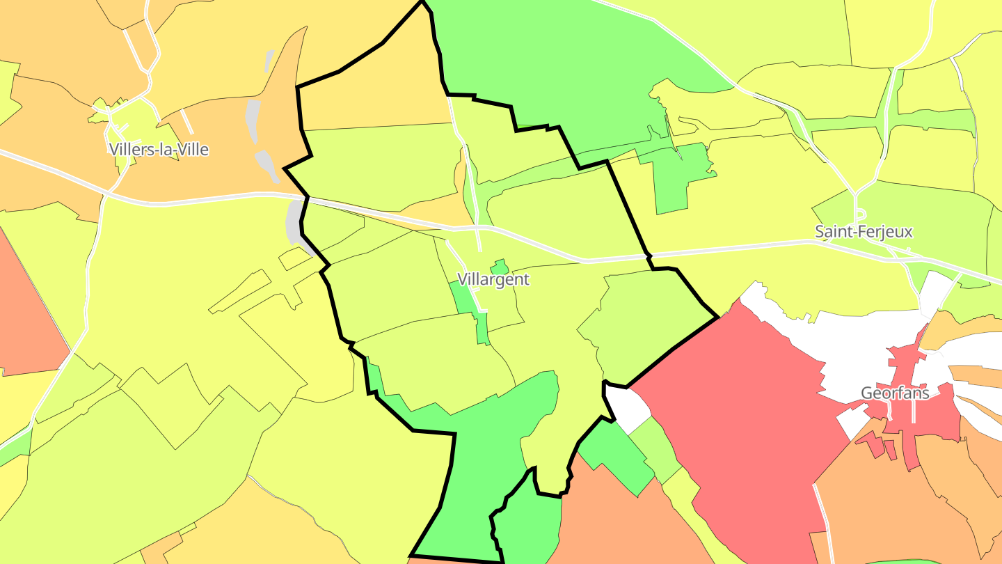 Carte des prix de l'immobilier Villargent