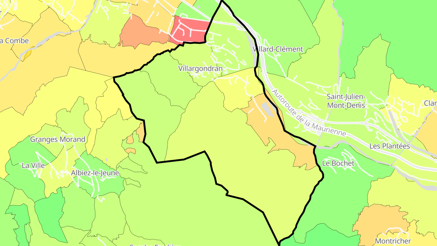 Carte des prix de l'immobilier Villargondran