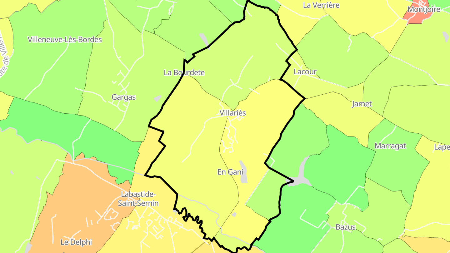 Carte des prix de l'immobilier Villariès