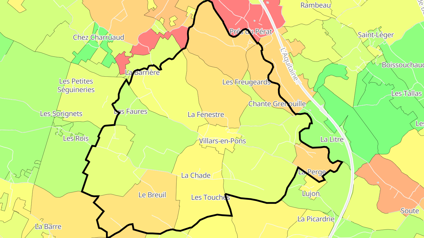 Carte des prix de l'immobilier Villars-en-Pons