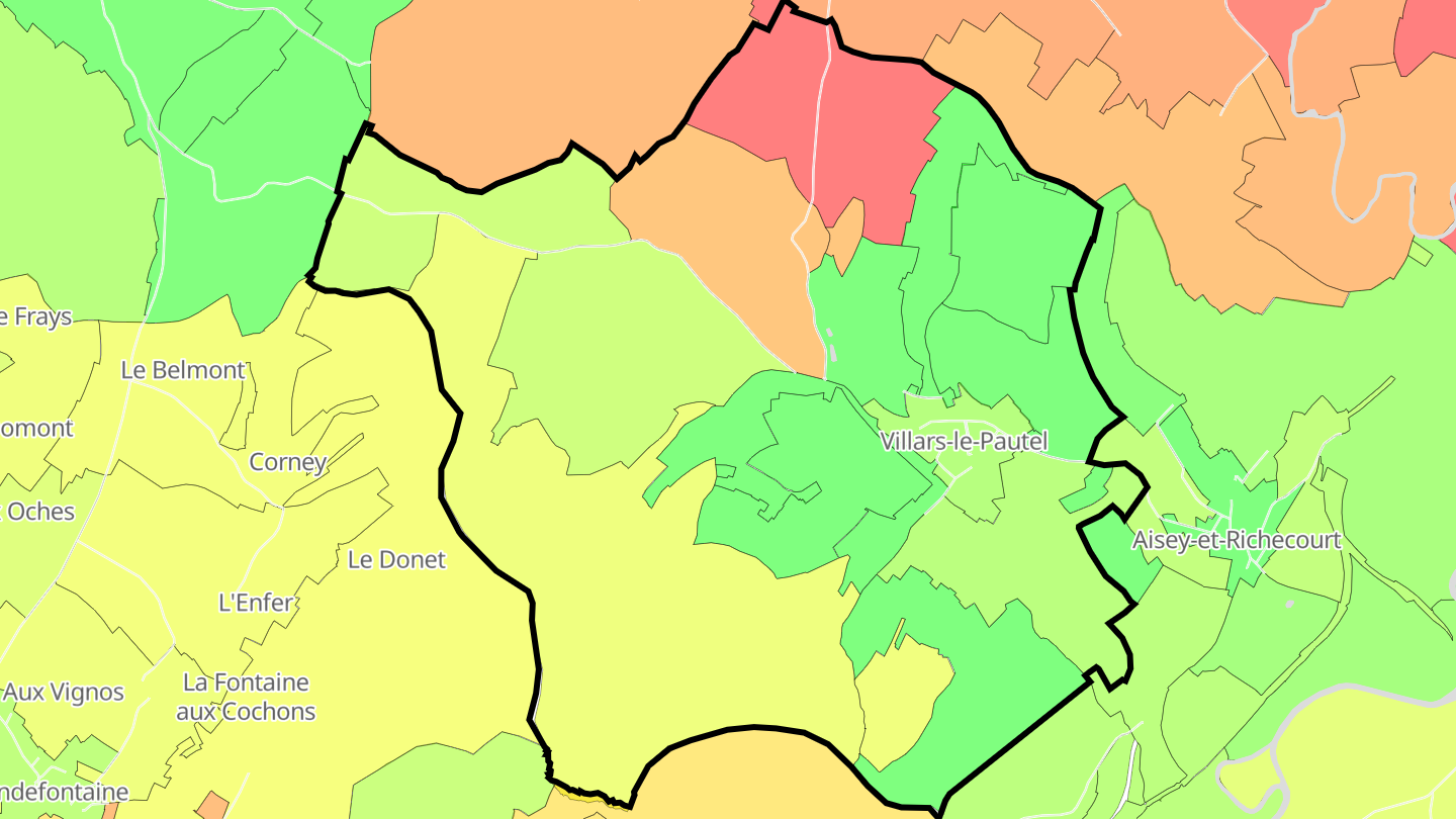 Carte des prix de l'immobilier Villars-le-Pautel
