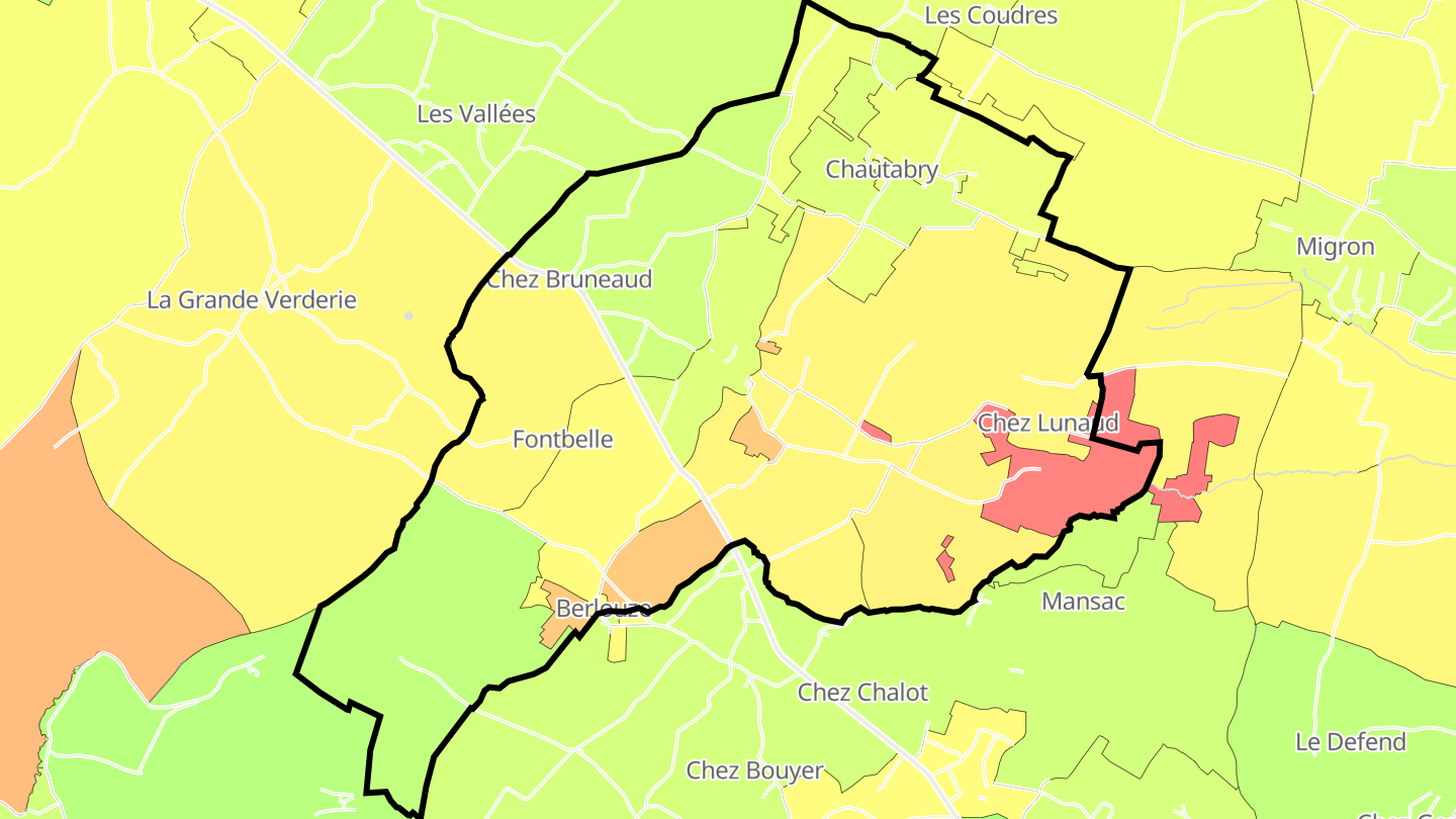 Carte des prix de l'immobilier Villars-les-Bois