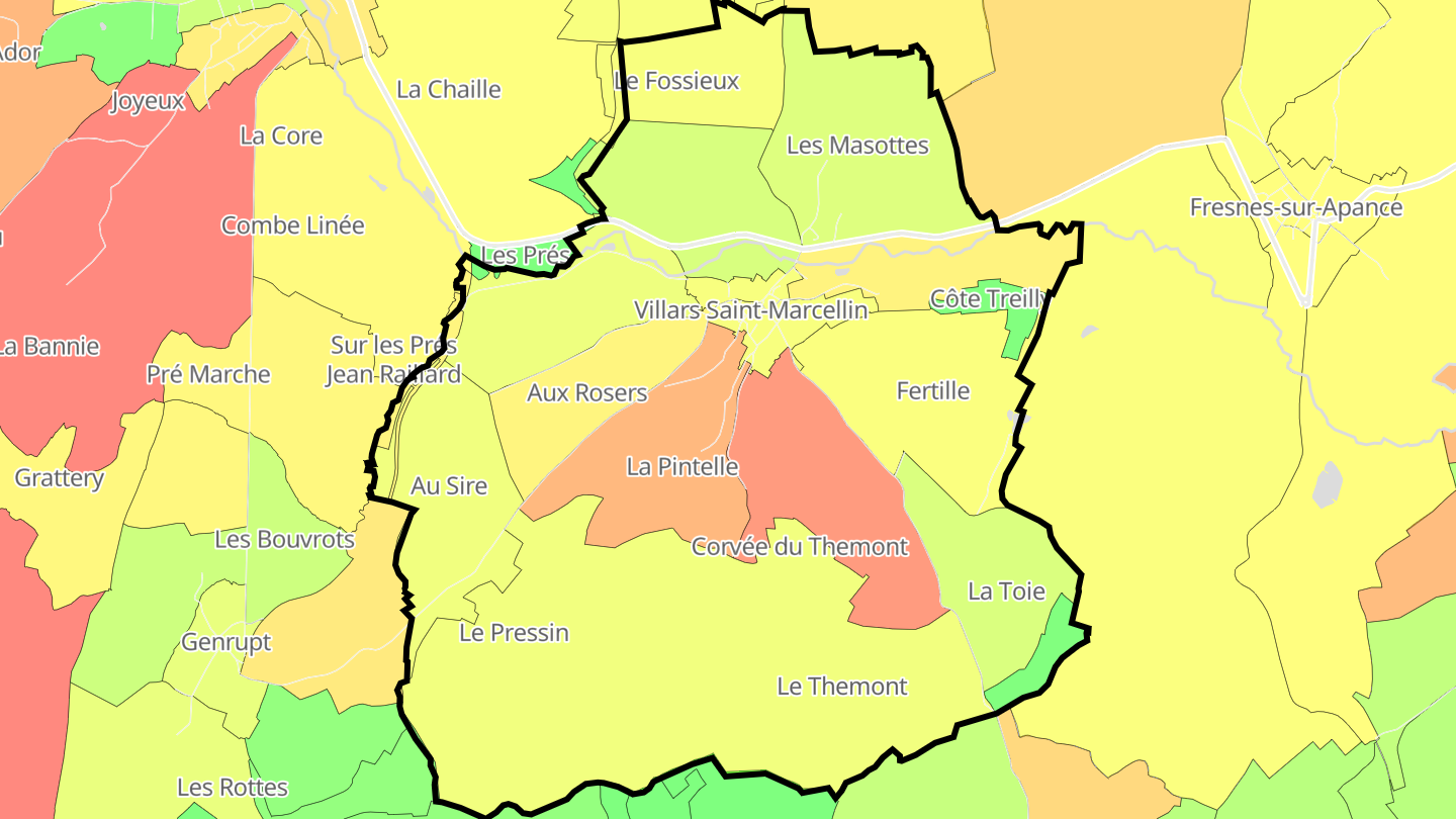 Carte des prix de l'immobilier Villars-Saint-Marcellin