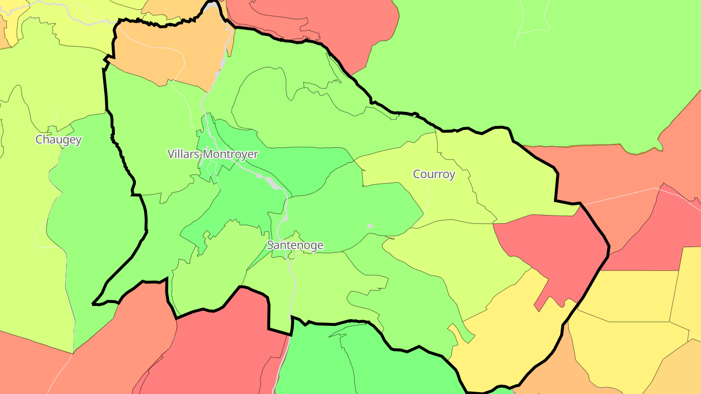 Carte des prix de l'immobilier Villars-Santenoge