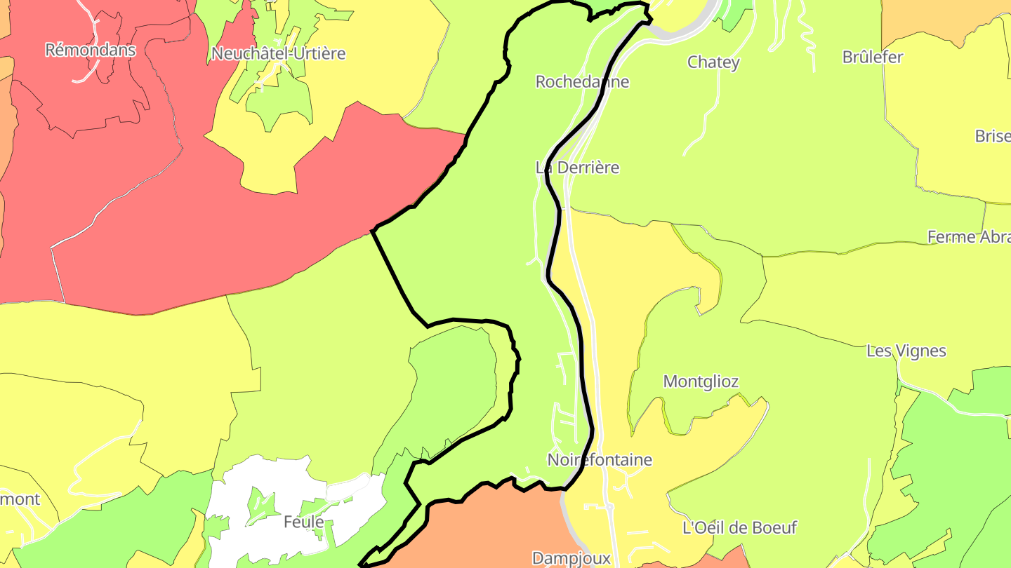 Carte des prix de l'immobilier Villars-sous-Dampjoux