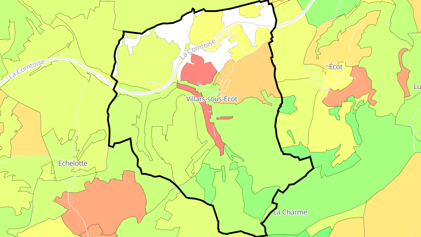 Carte des prix de l'immobilier Villars-sous-Écot
