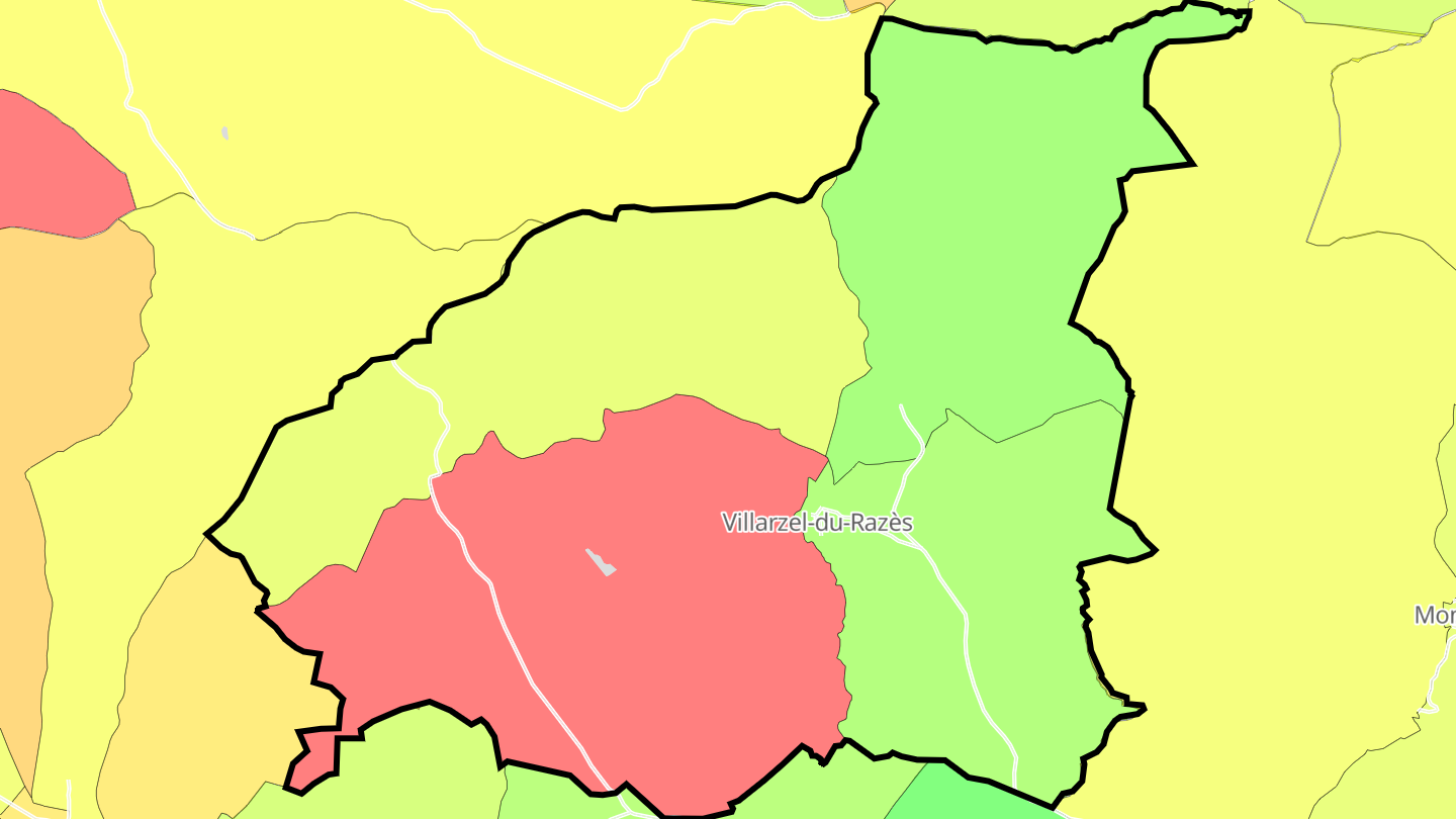 Carte des prix de l'immobilier Villarzel-du-Razès