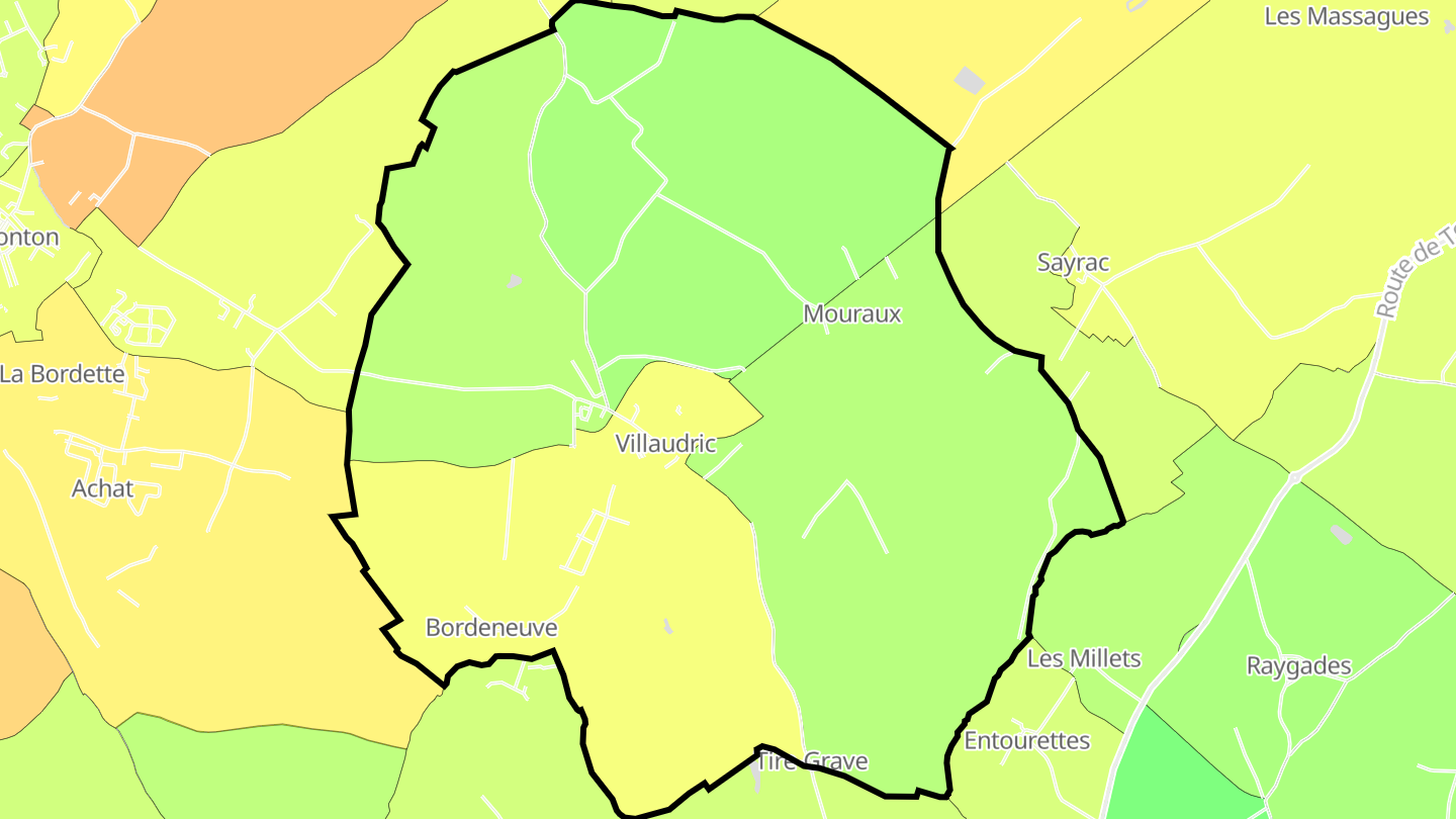 Carte des prix de l'immobilier Villaudric