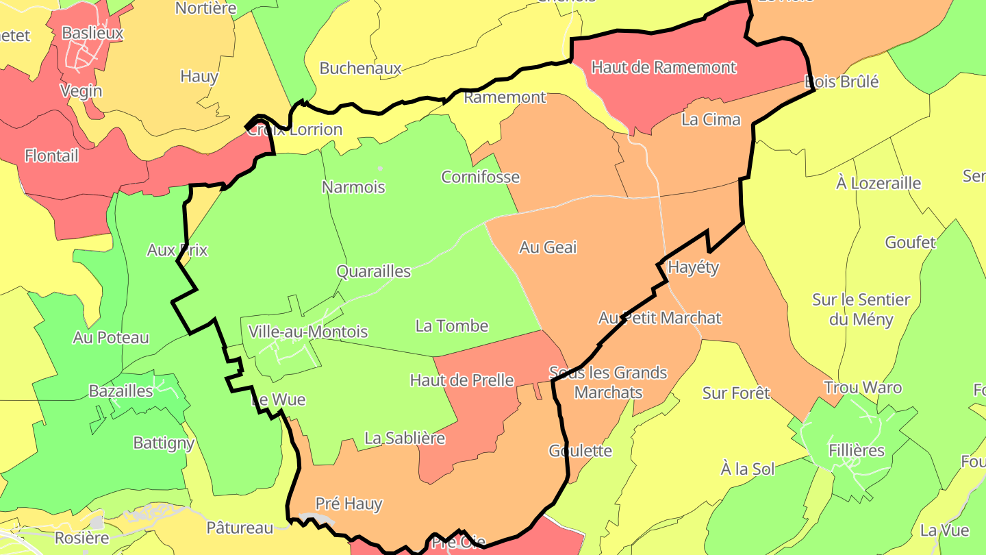 Carte des prix de l'immobilier Ville-au-Montois