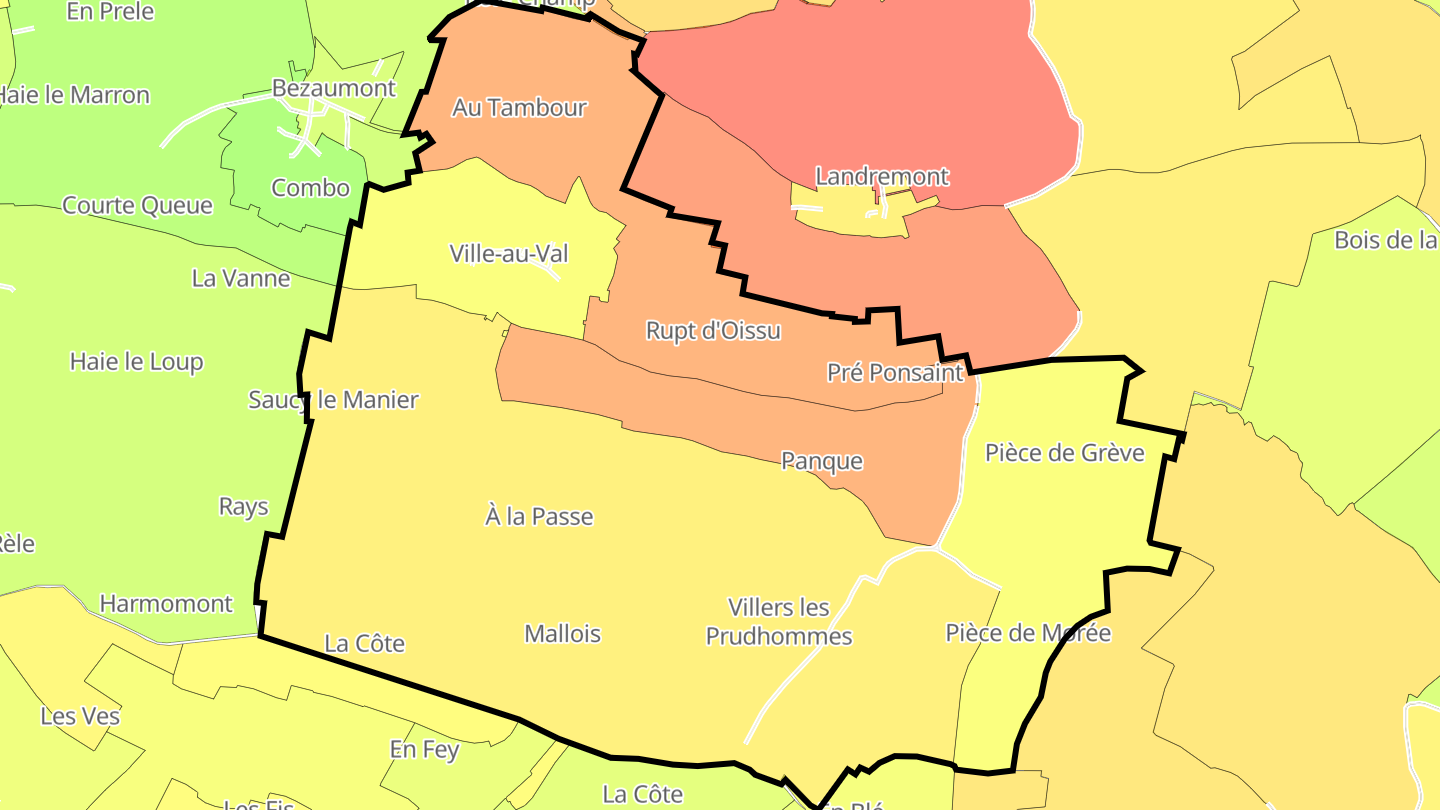 Carte des prix de l'immobilier Ville-au-Val