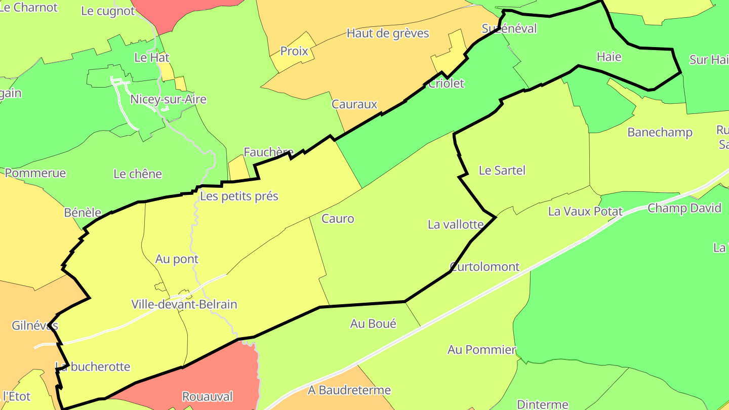 Carte des prix de l'immobilier Ville-devant-Belrain