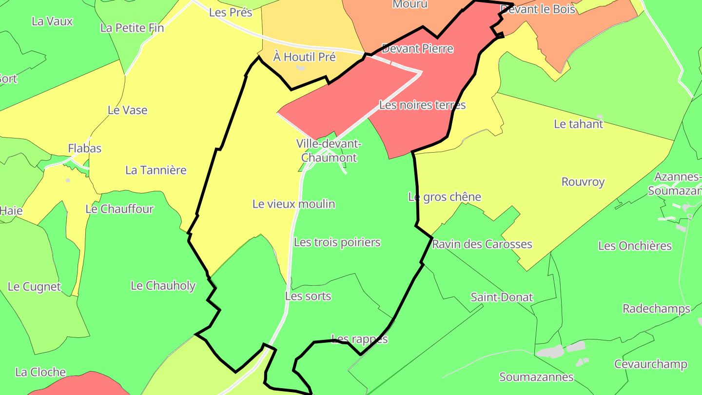 Carte des prix de l'immobilier Ville-devant-Chaumont