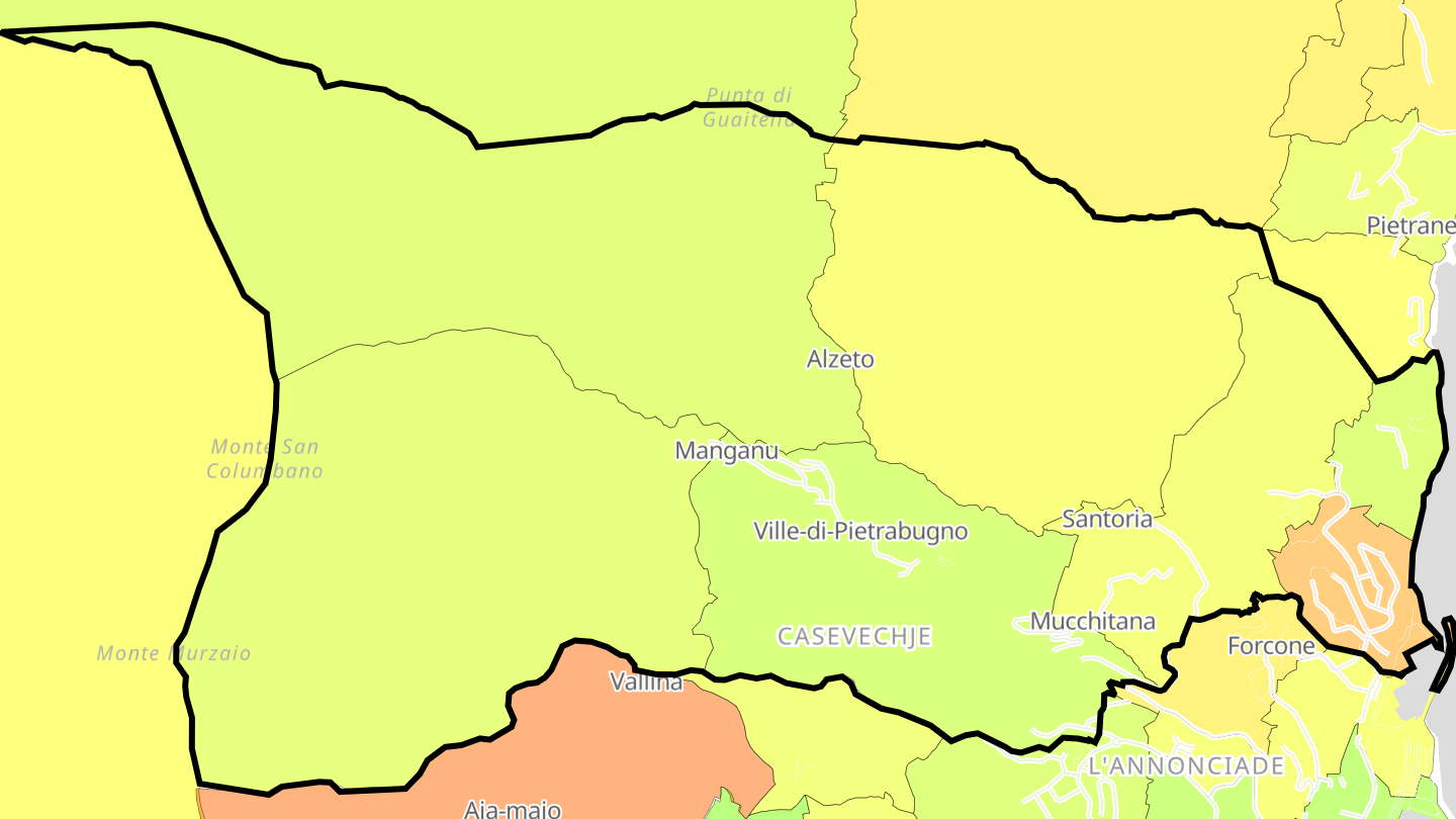 Carte des prix de l'immobilier Ville-di-Pietrabugno