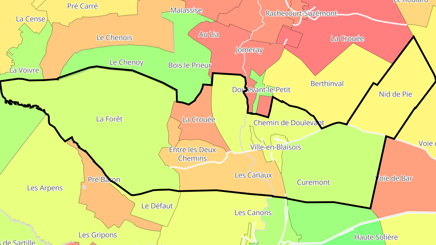 Carte des prix de l'immobilier Ville-en-Blaisois