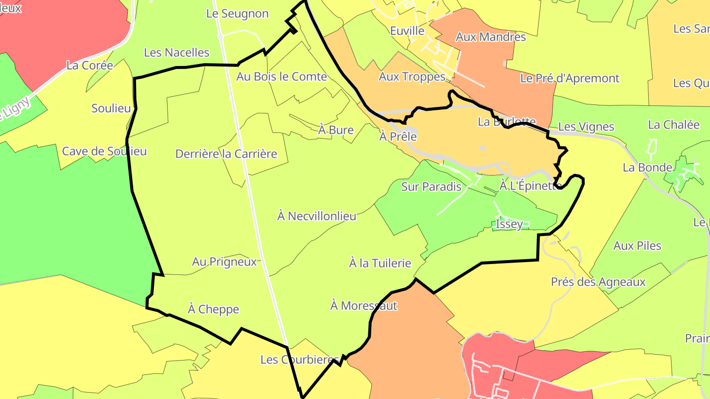 Carte des prix de l'immobilier Ville-Issey