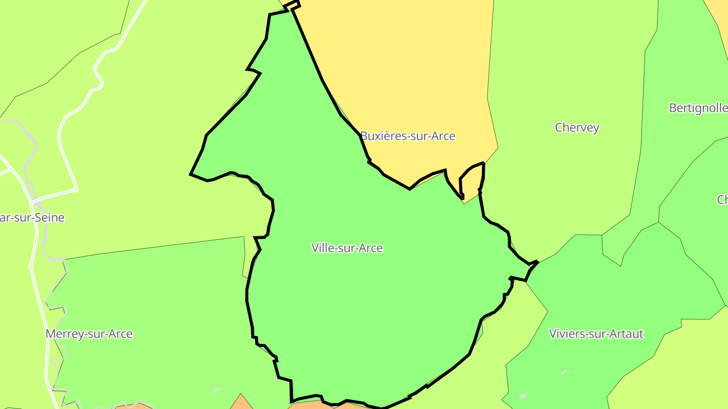 Carte des prix de l'immobilier Ville-sur-Arce