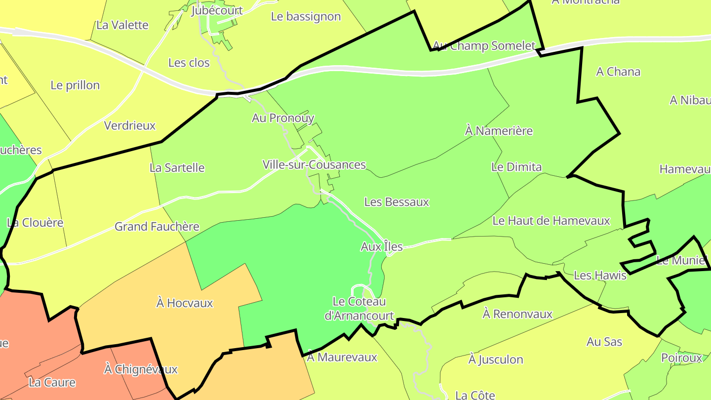 Carte des prix de l'immobilier Ville-sur-Cousances