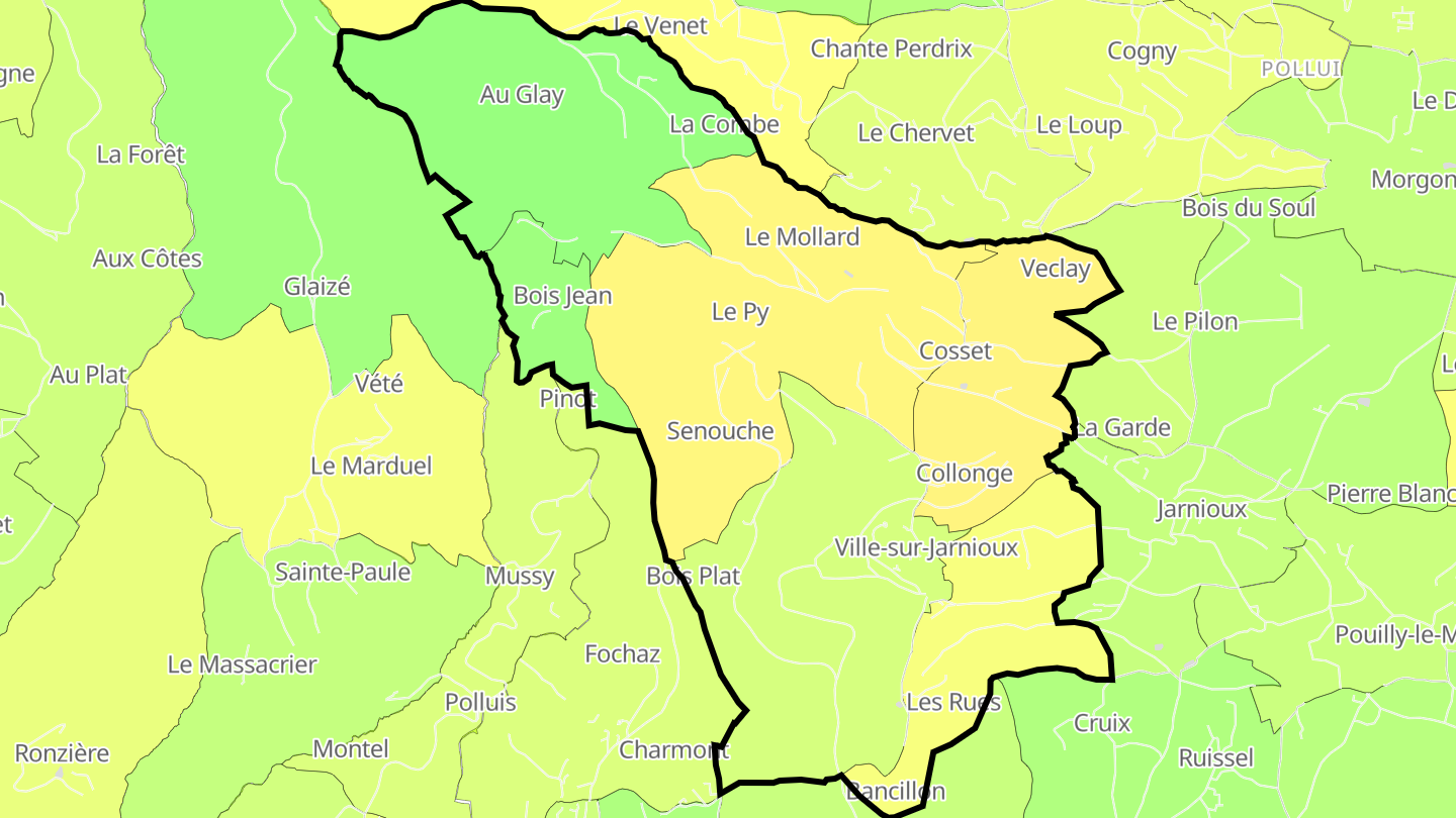 Carte des prix de l'immobilier Ville-sur-Jarnioux