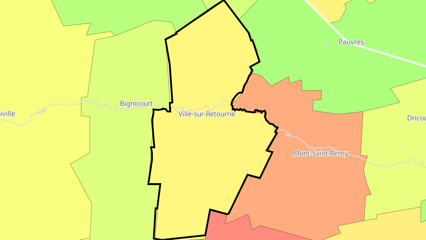 Carte des prix de l'immobilier Ville-sur-Retourne