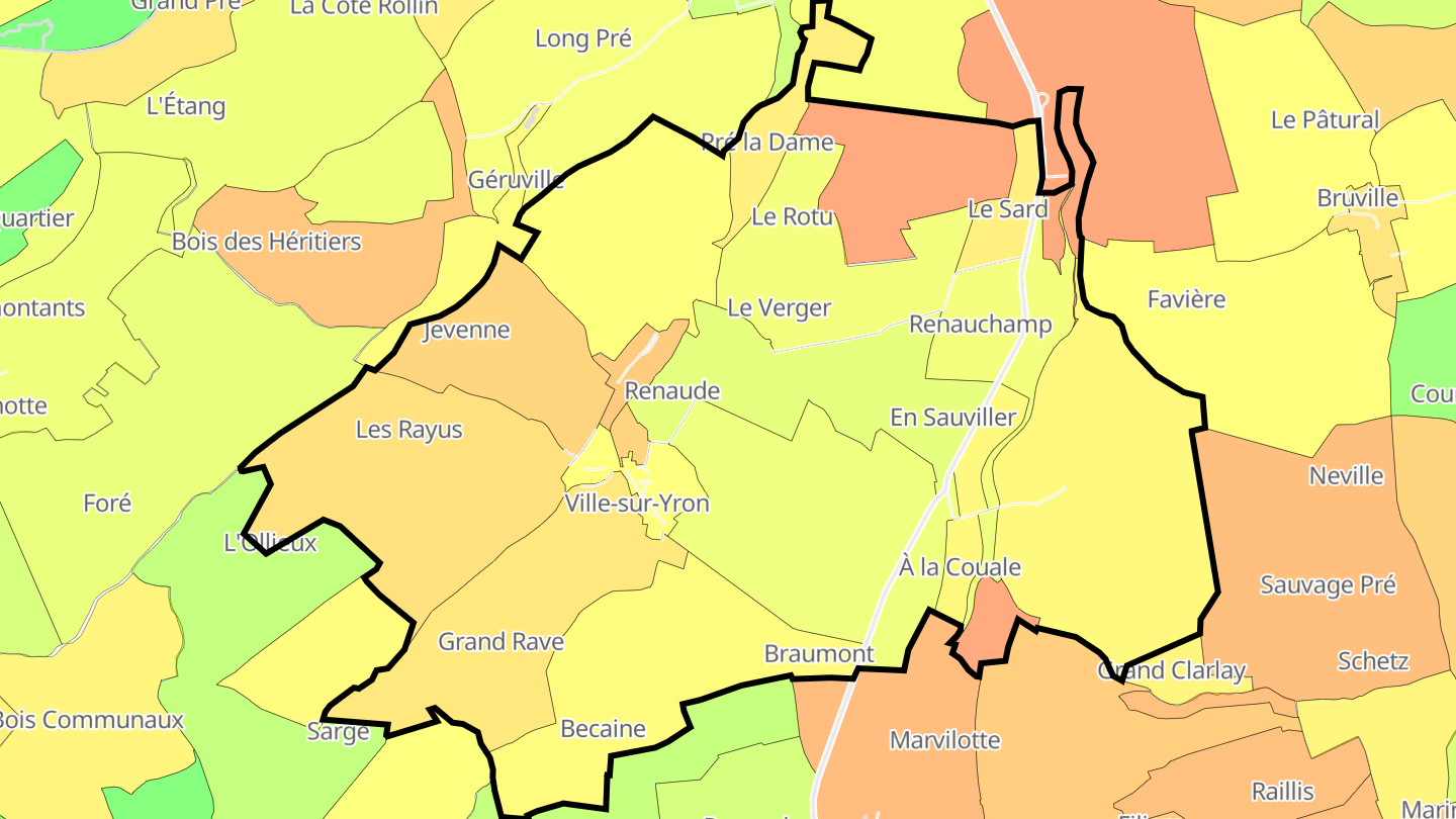 Carte des prix de l'immobilier Ville-sur-Yron
