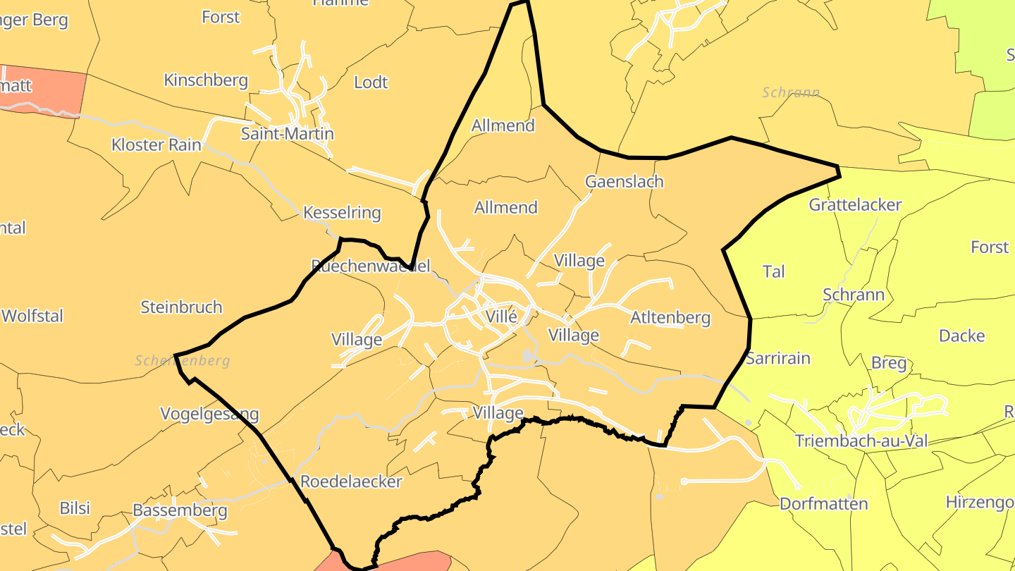 Carte des prix de l'immobilier Villé