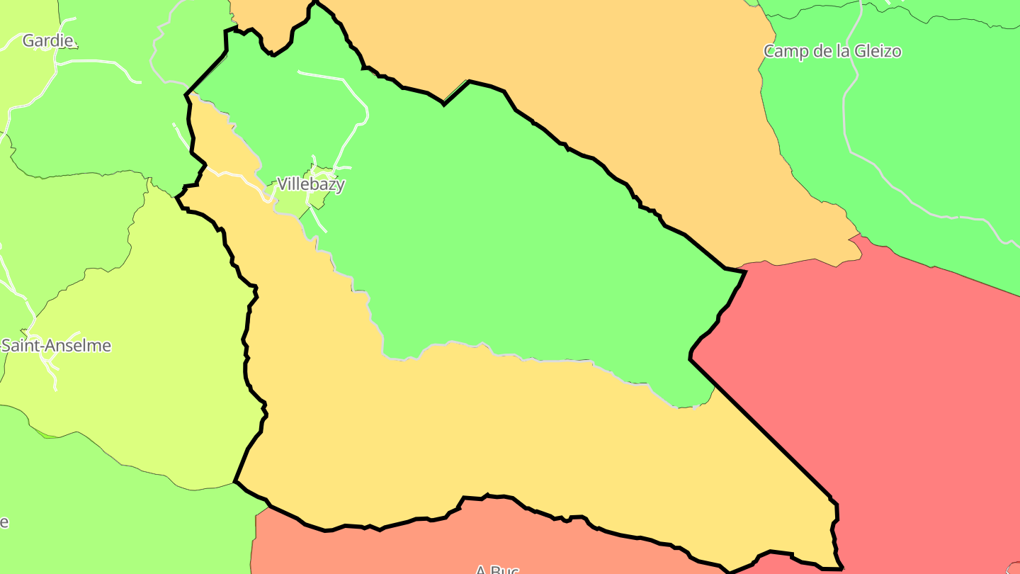 Carte des prix de l'immobilier Villebazy