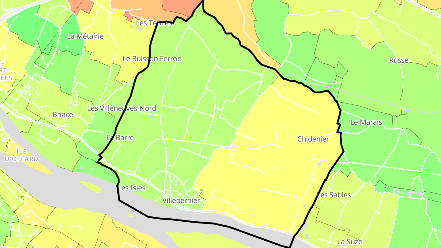 Carte des prix de l'immobilier Villebernier