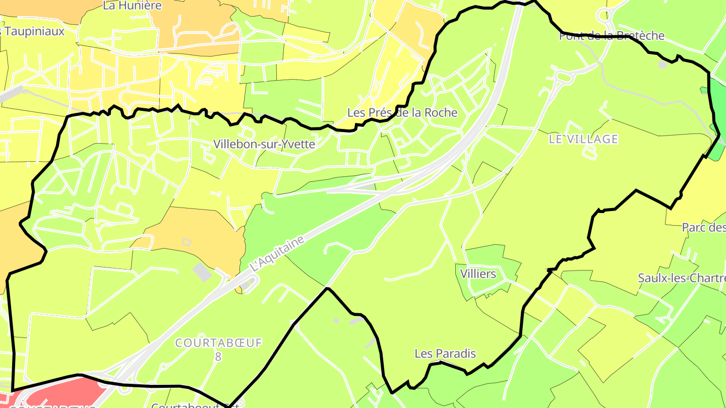 Carte des prix de l'immobilier Villebon-sur-Yvette