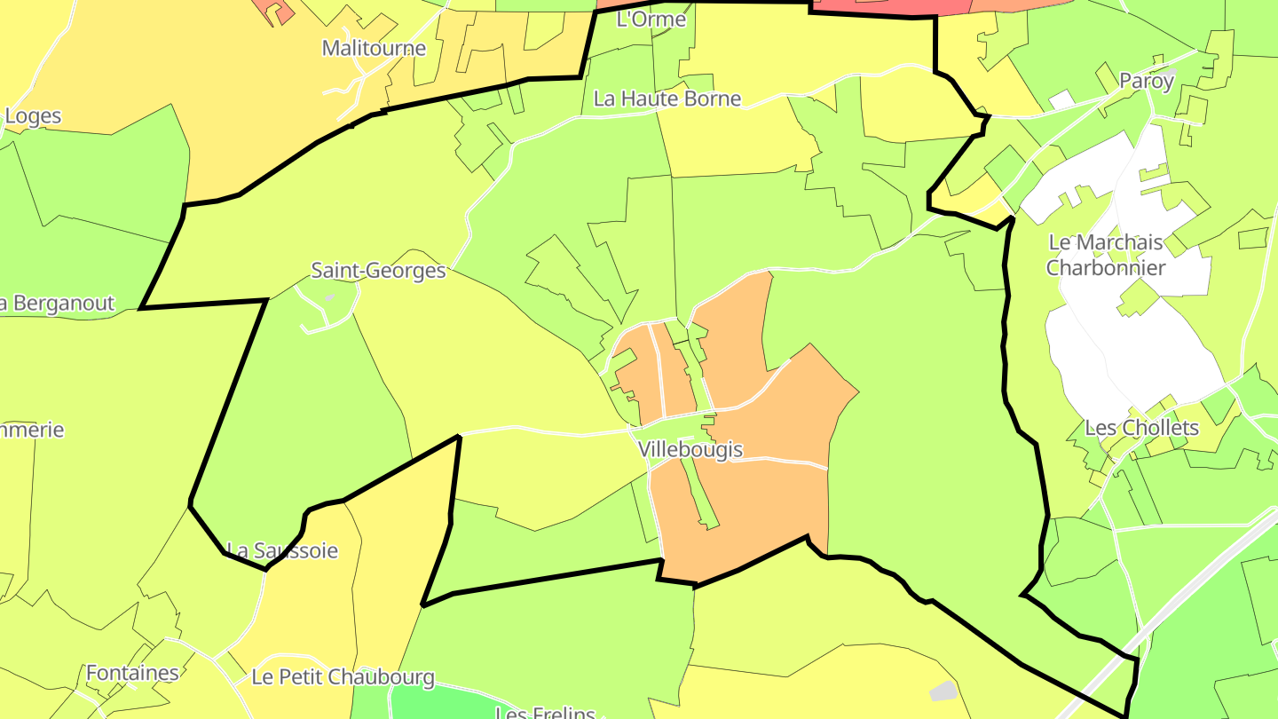 Carte des prix de l'immobilier Villebougis