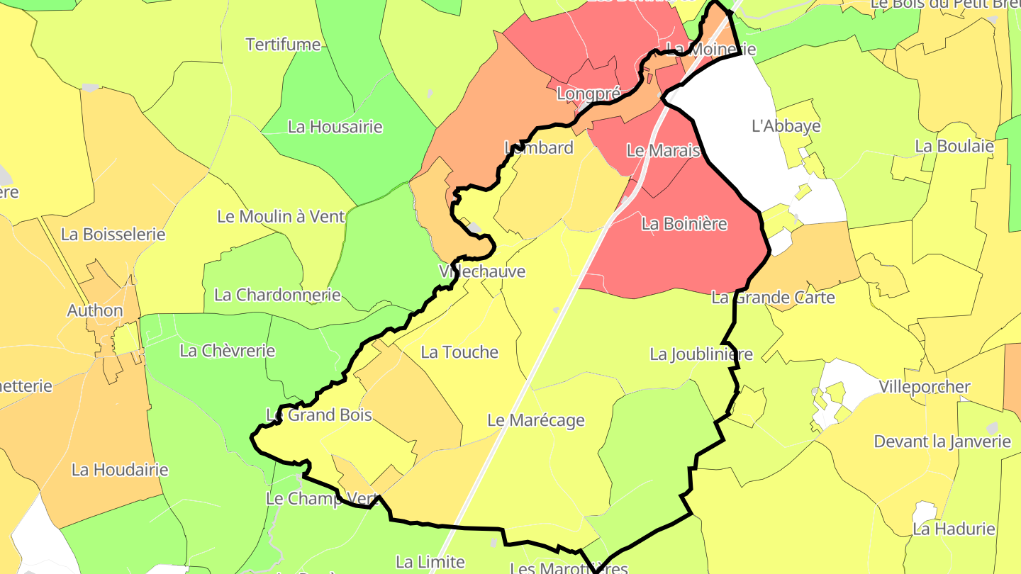 Carte des prix de l'immobilier Villechauve