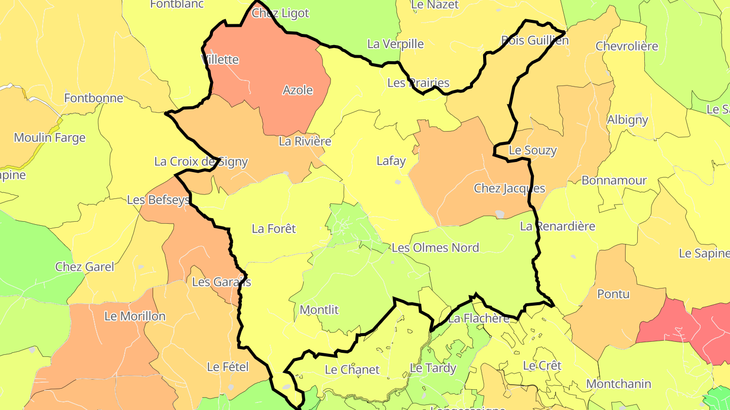 Carte des prix de l'immobilier Villechenève