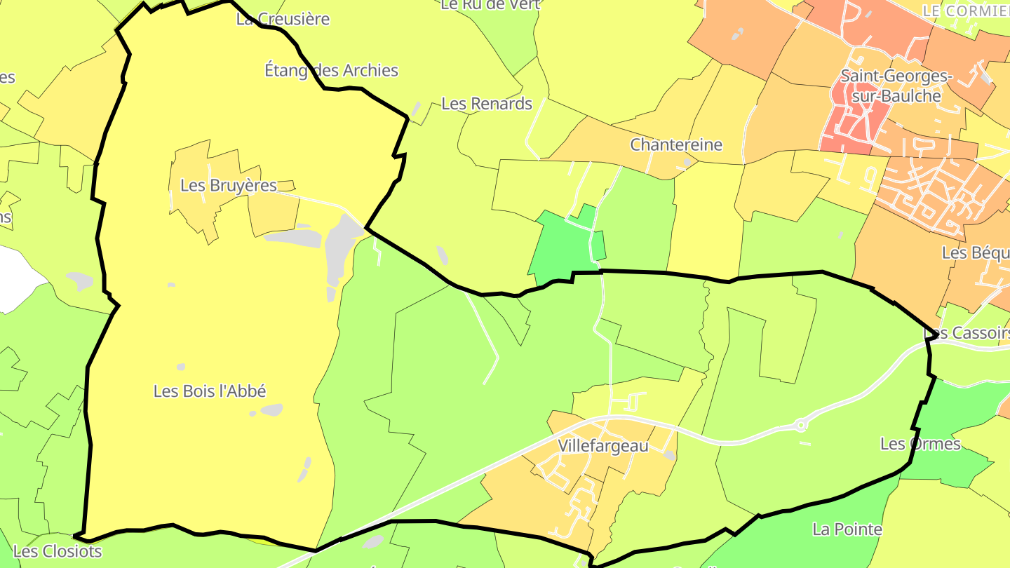 Carte des prix de l'immobilier Villefargeau