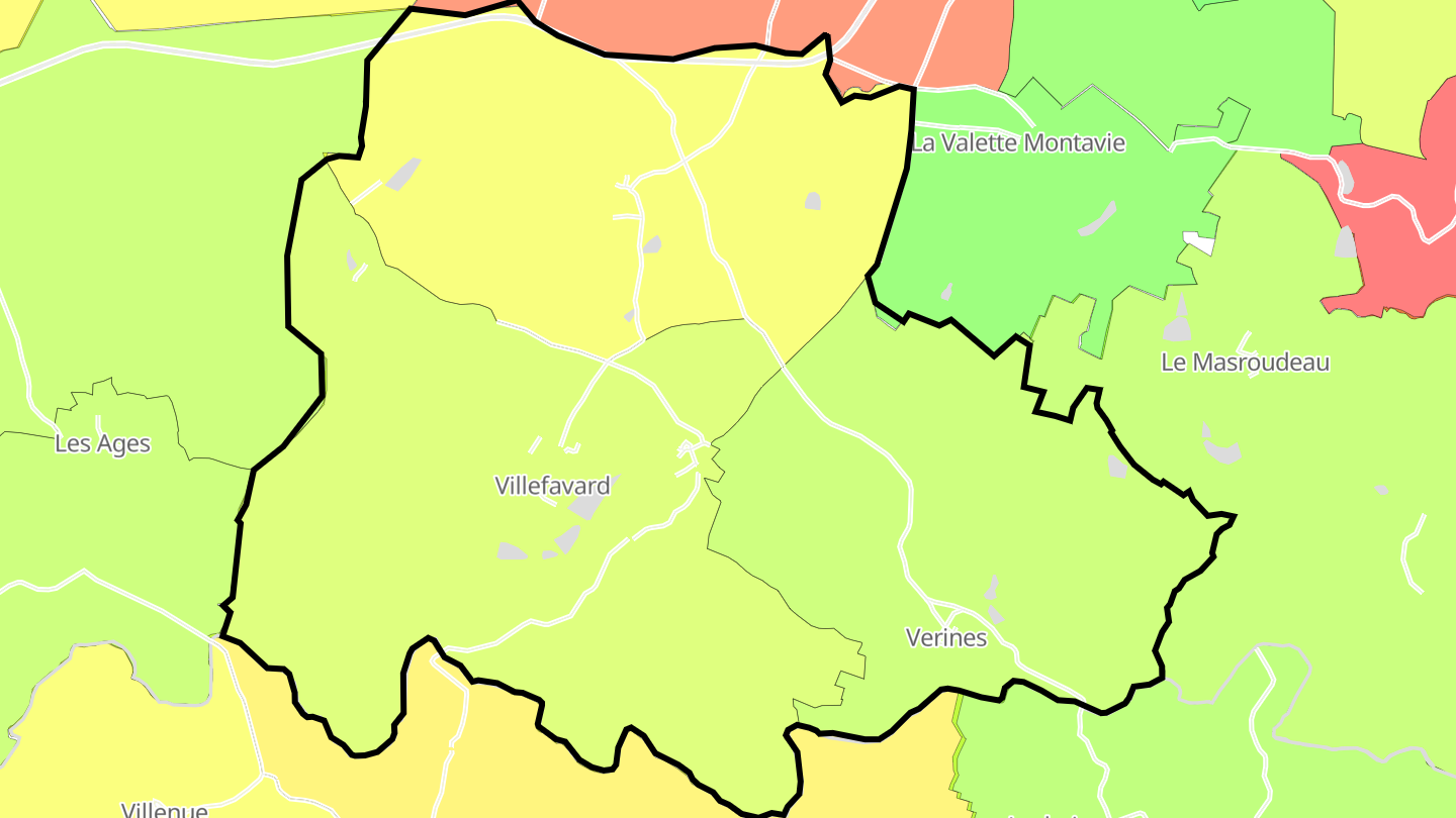 Carte des prix de l'immobilier Villefavard