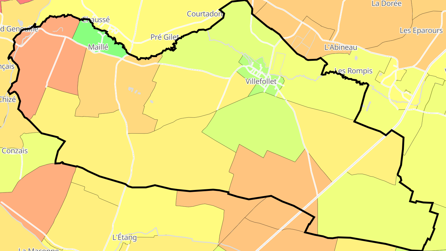 Carte des prix de l'immobilier Villefollet