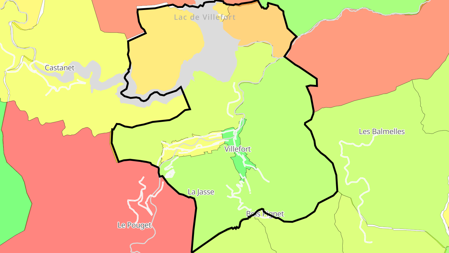 Carte des prix de l'immobilier Villefort