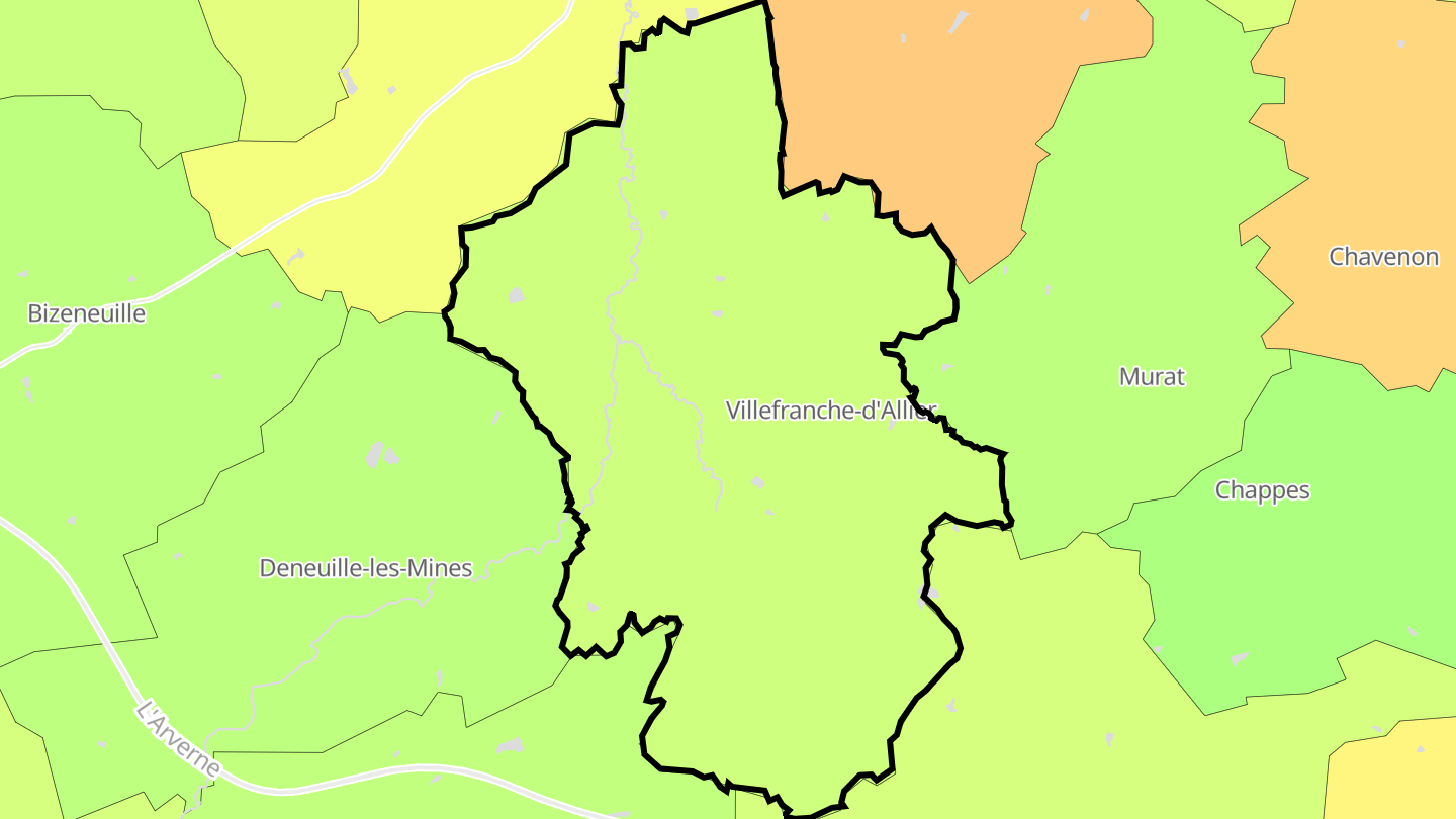Carte des prix de l'immobilier Villefranche-d'Allier