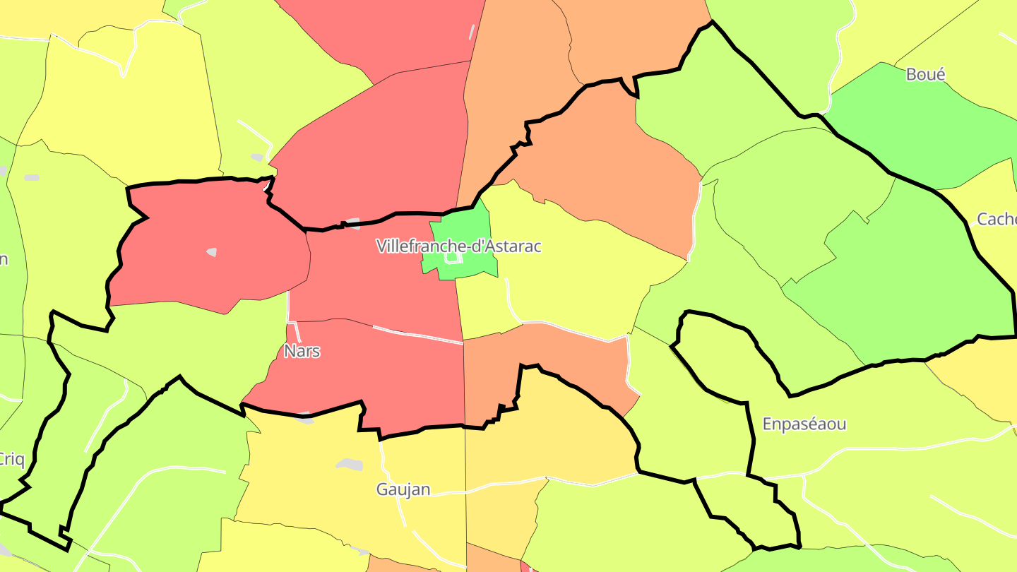 Carte des prix de l'immobilier Villefranche-d'Astarac