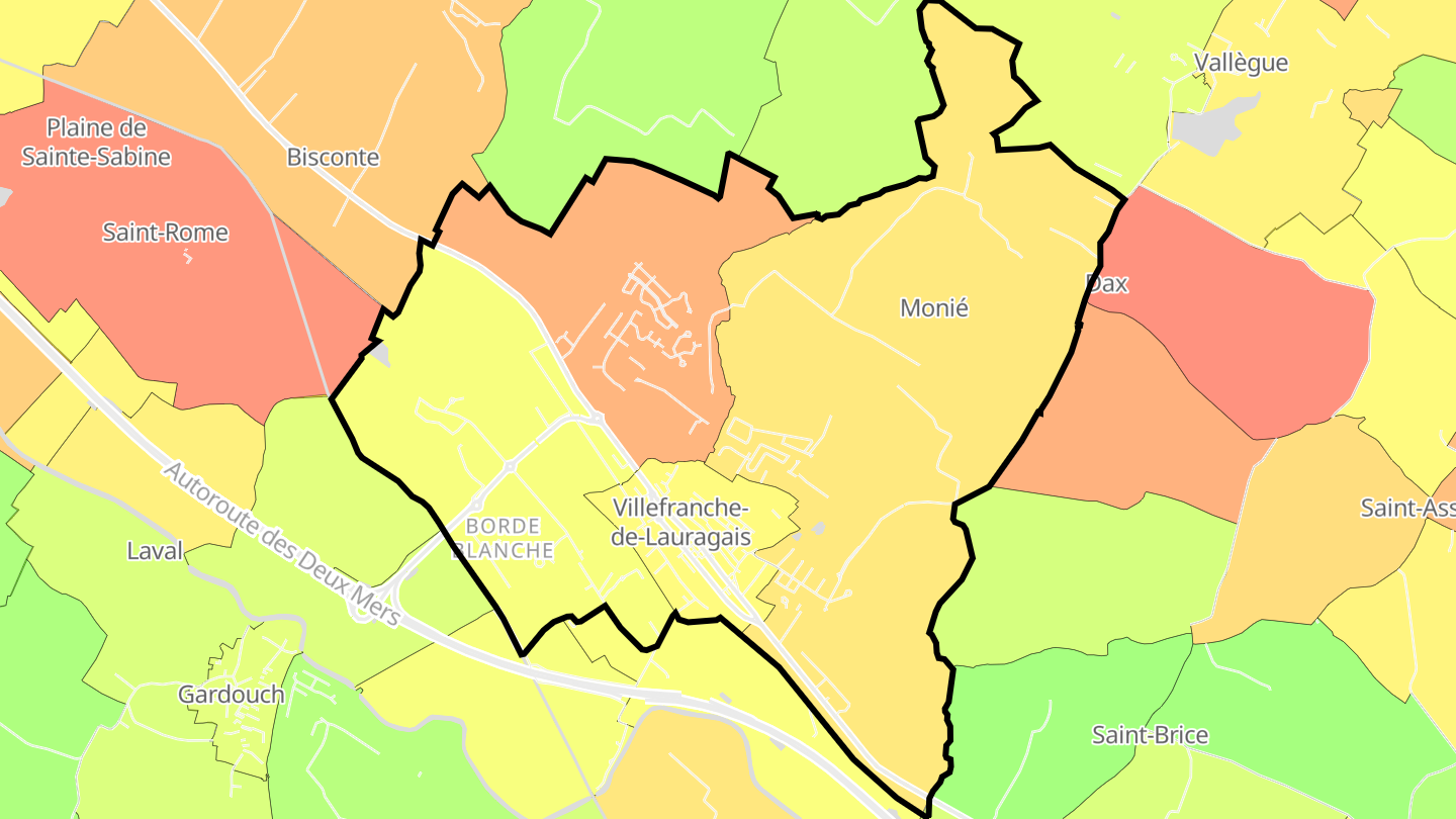 Carte des prix de l'immobilier Villefranche-de-Lauragais