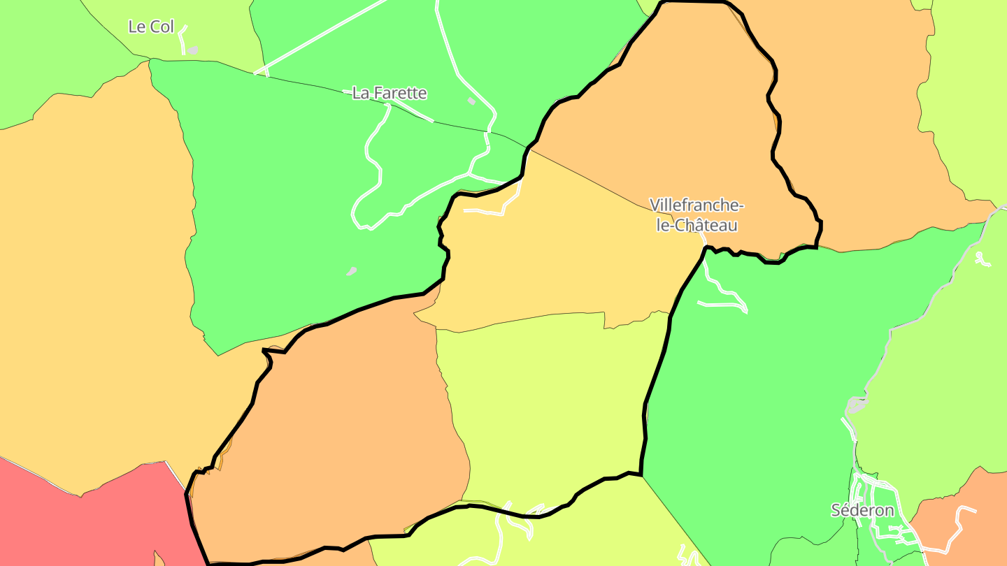 Carte des prix de l'immobilier Villefranche-le-Château