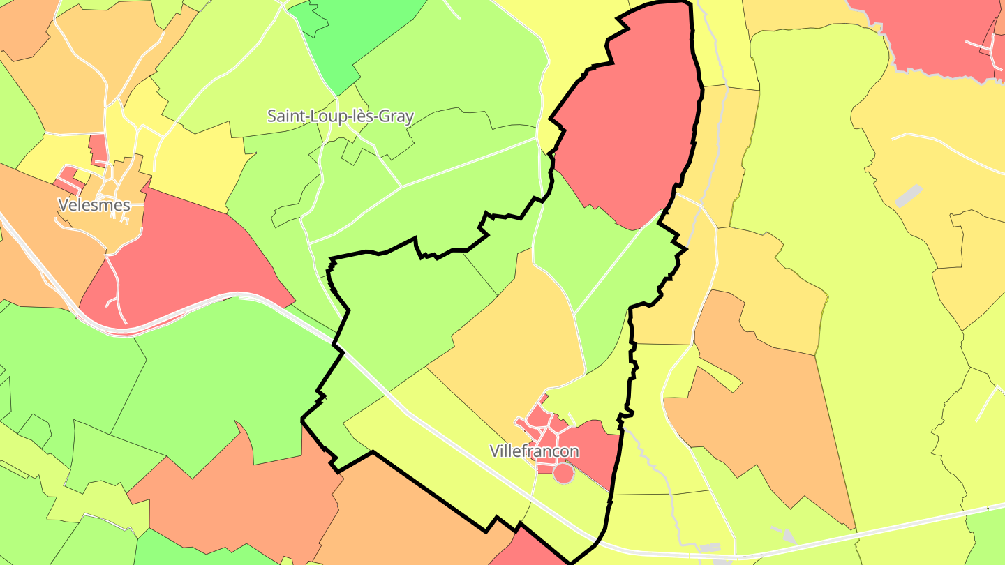 Carte des prix de l'immobilier Villefrancon