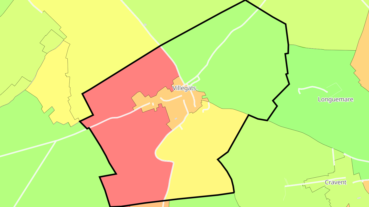 Carte des prix de l'immobilier Villegats