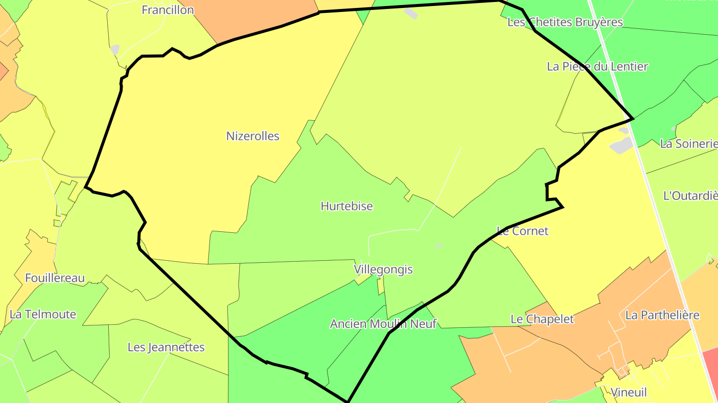 Carte des prix de l'immobilier Villegongis