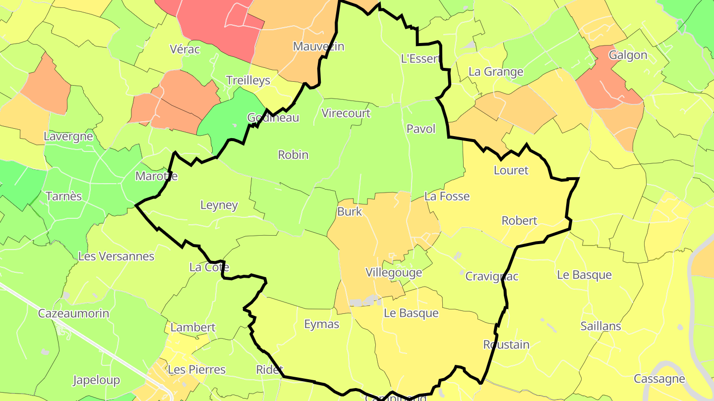 Carte des prix de l'immobilier Villegouge