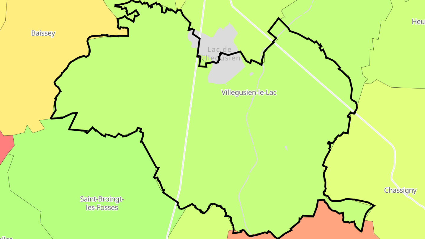 Carte des prix de l'immobilier Villegusien-le-Lac