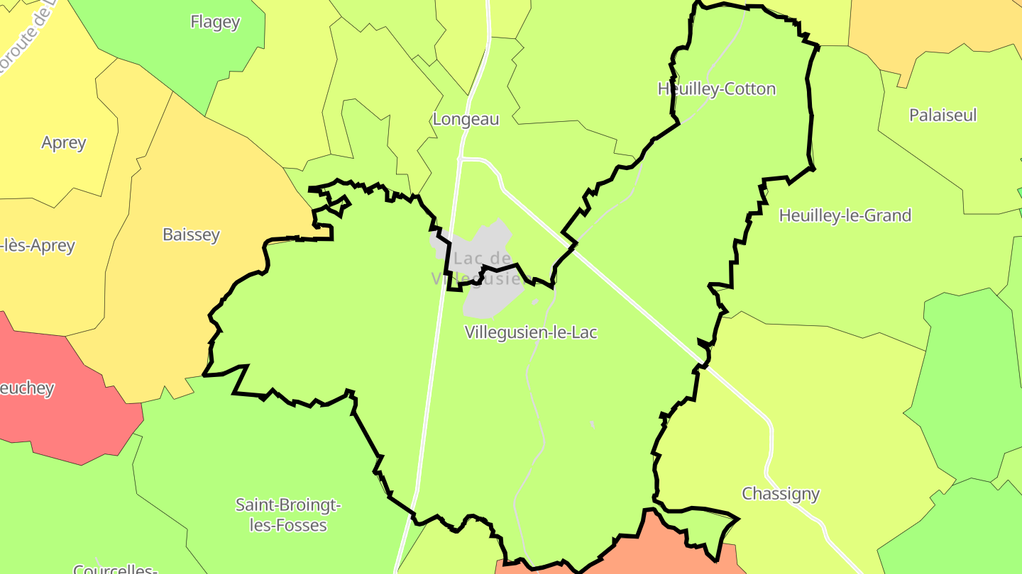Carte des prix de l'immobilier Villegusien-le-Lac