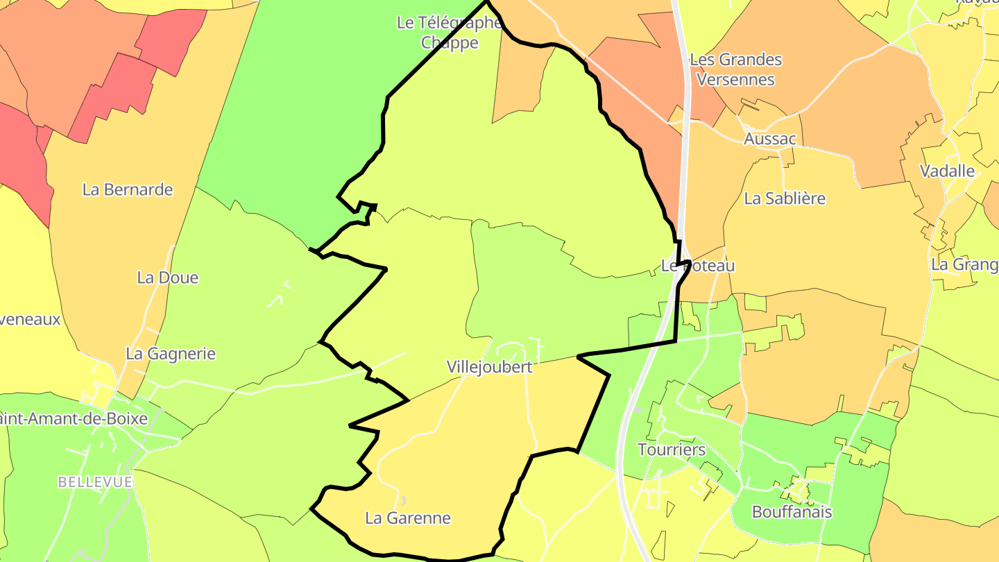 Carte des prix de l'immobilier Villejoubert