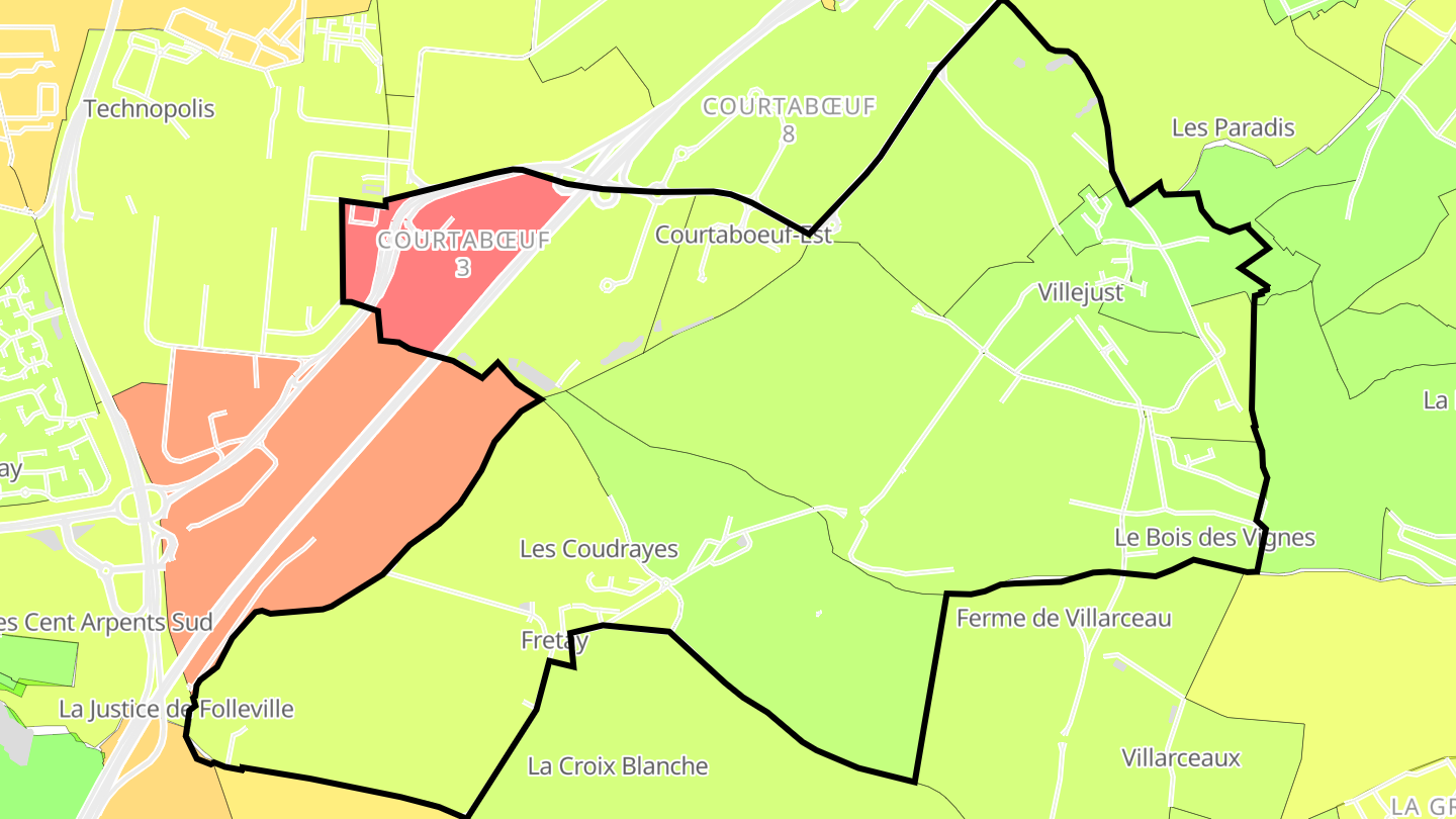 Carte des prix de l'immobilier Villejust