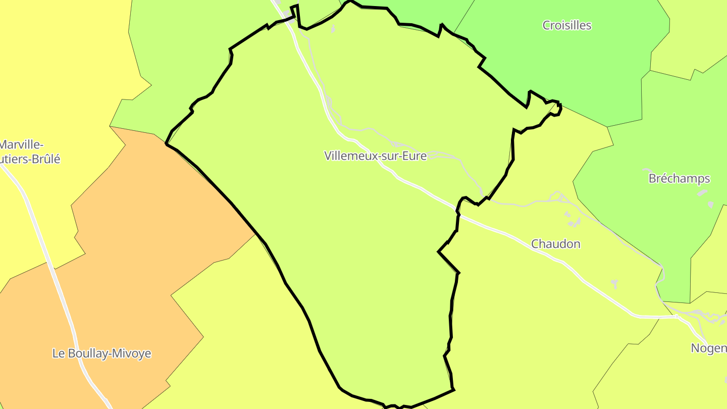 Carte des prix de l'immobilier Villemeux-sur-Eure