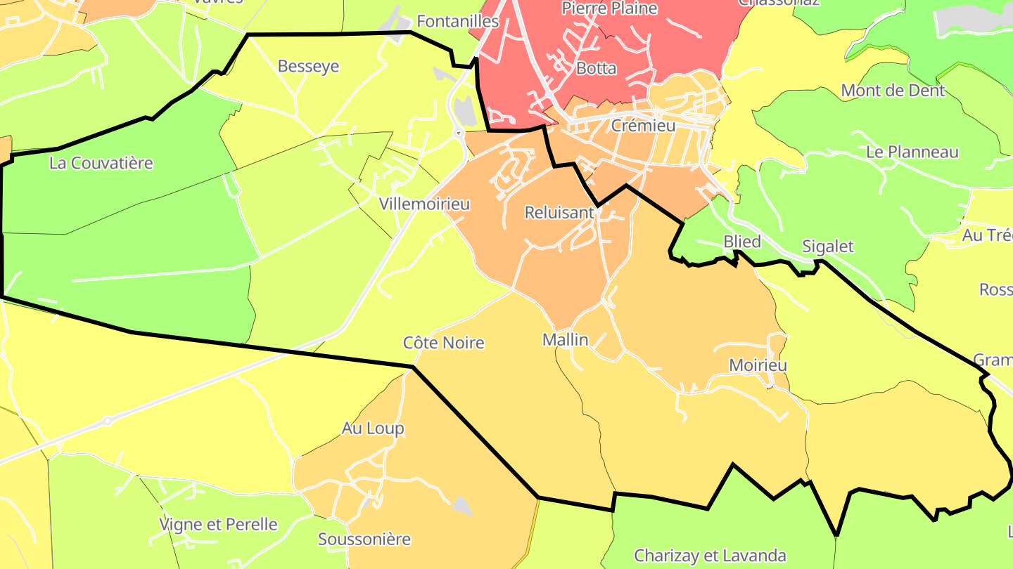Carte des prix de l'immobilier Villemoirieu