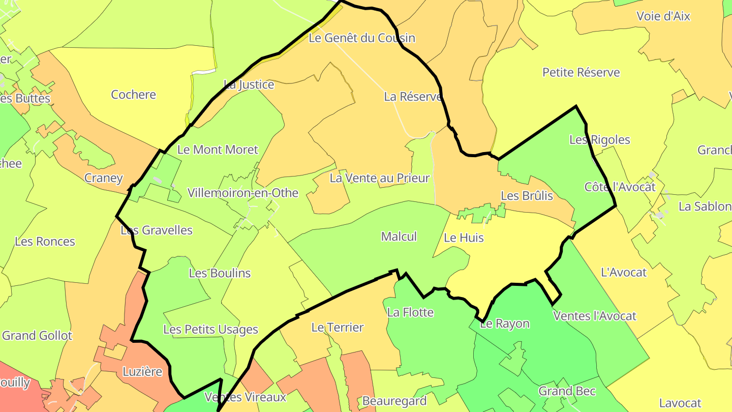 Carte des prix de l'immobilier Villemoiron-en-Othe